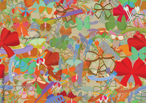 Background pattern abstract seamless design texture. Theme is about , summer, Monarch, hair clips, Red Admiral