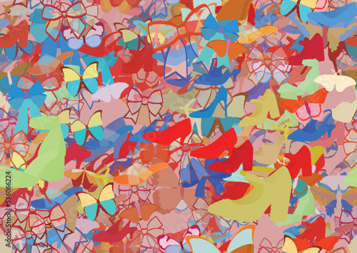 Background pattern abstract seamless design texture. Theme is about repeat, colorful, slingback shoes, vector