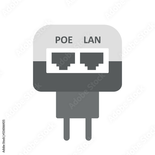 Poe apapter flat illustration. Injector for electronic equipment on a white background. Vector