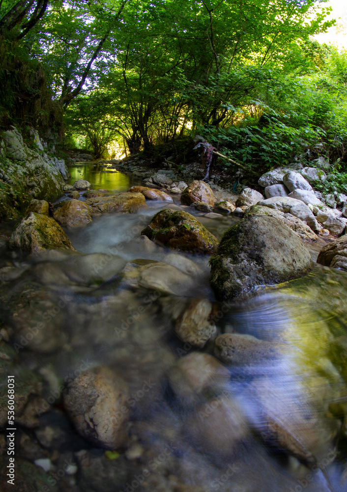 Obraz premium Montella, Avellino, Italy. Hiking path near the Tannera's source (Fiumara di Tannera).