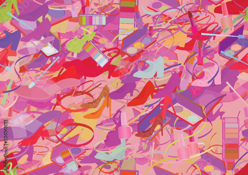 Background pattern abstract seamless design texture. Theme is about casual, high heels, shoe shop, powder