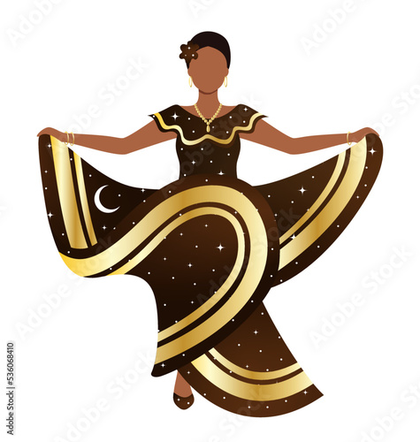 Mexican dancer with space on dress