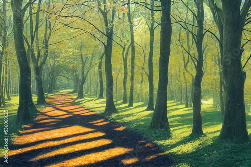 Picturesque pathway in Landscape Park Beech Woods, Szczecin, West Pomeranian Voivodeship, Poland, Central Europe