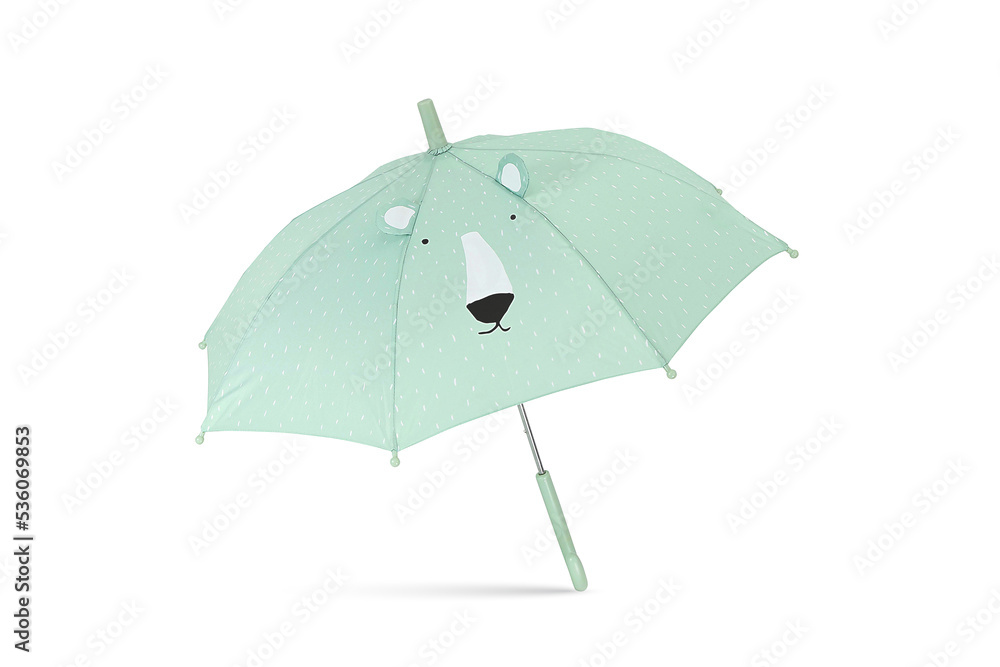 Obraz premium Umbrella with cute polar bear face on white background