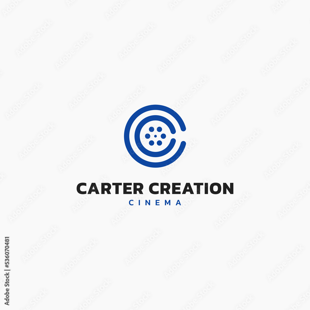 The concept of the letter C logo and cinema vector format.
