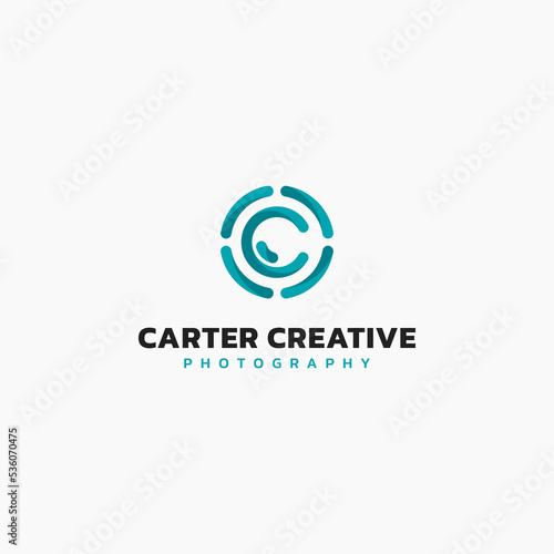 Letter C Camera photography logo icon vector template.