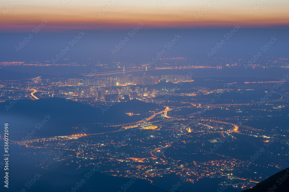 Cityscape at Dawn From Tai Mo Shan, Hong Kong Cityscape at Dawn From Tai Mo Shan, Hong Kong