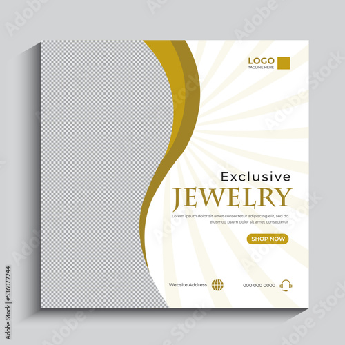 Jewelry social media post, web banner, or square flyer design template