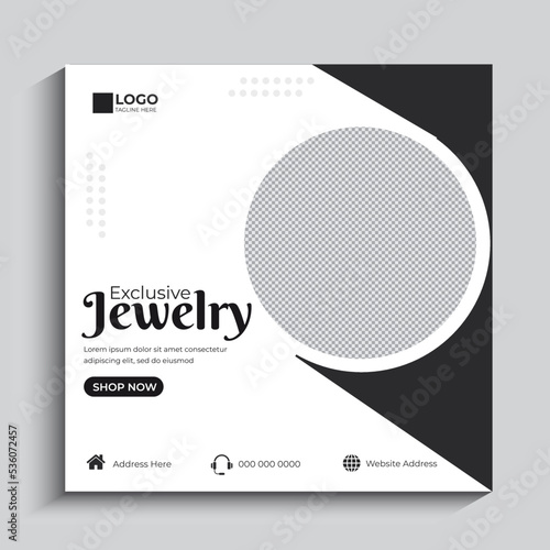 Jewelry social media post, web banner, or square flyer design template