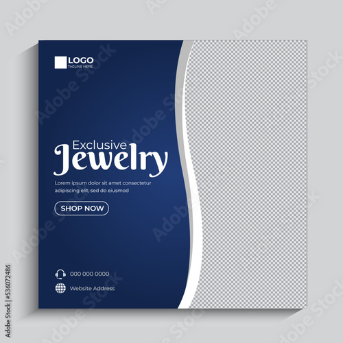Jewelry social media post, web banner, or square flyer design template