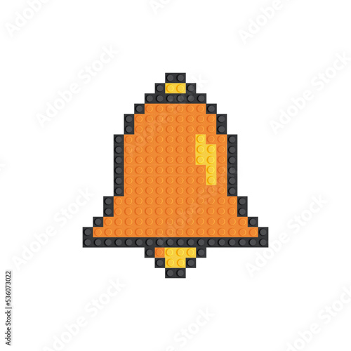 2d notification bell icon isolated on white background. Made from designer parts. Vector illustration