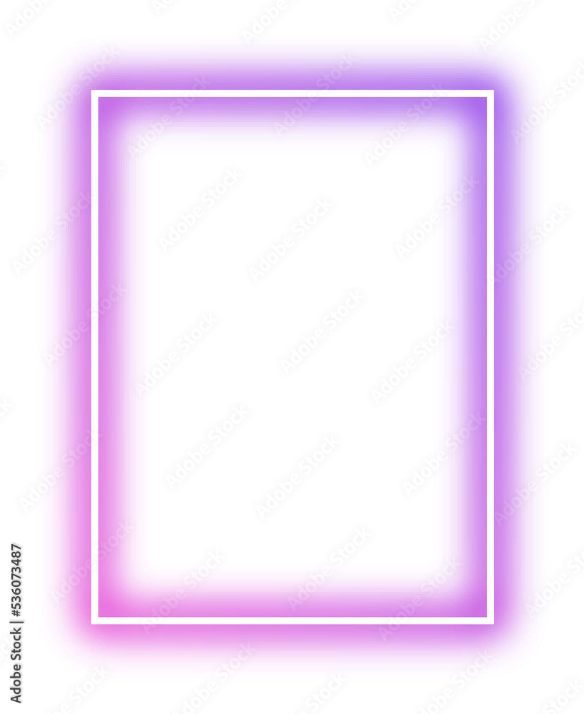 Rectangle Neon Futuristic sign frame purple pink - obrazy, fototapety, plakaty 
