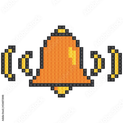 2d notification bell icon isolated on white background. Made from designer parts. Vector illustration