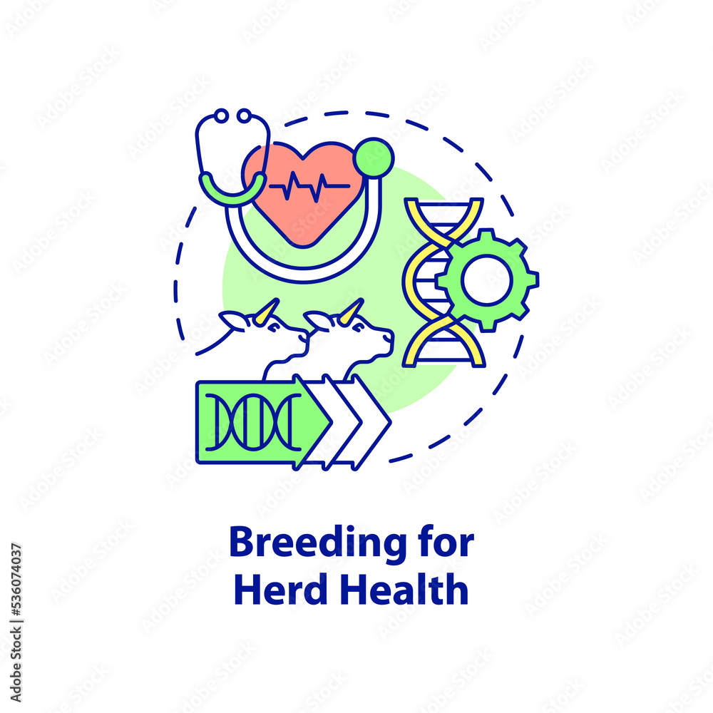 Breeding for herd health concept icon. Positive impact on animal