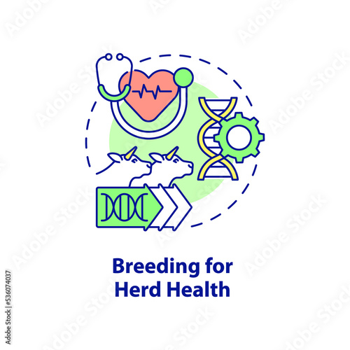 Breeding for herd health concept icon. Positive impact on animal production abstract idea thin line illustration. Isolated outline drawing
