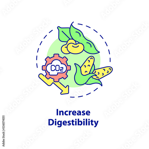 Increase digestibility concept icon. Improve nutrient management abstract idea thin line illustration. Cattle diet. Isolated outline drawing