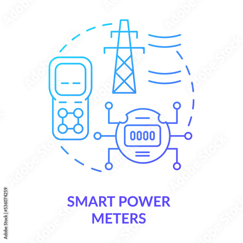 Smart power meters blue gradient concept icon. Intelligent grid system components abstract idea thin line illustration. Isolated outline drawing