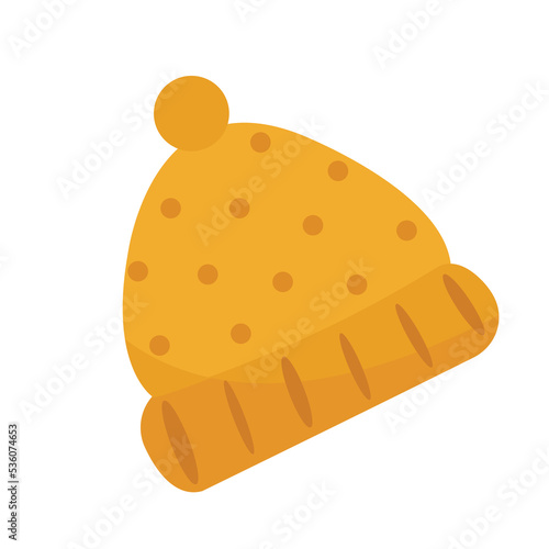 Cute cozy autumn hat in yelllow color. Perfect for autumn and winter card designs.