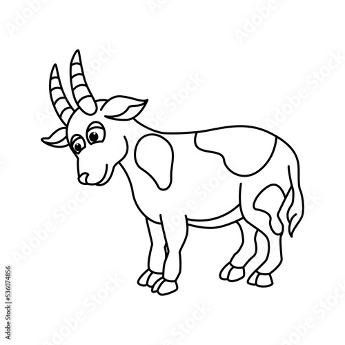 Cute goat cartoon characters vector illustration. For kids coloring book.