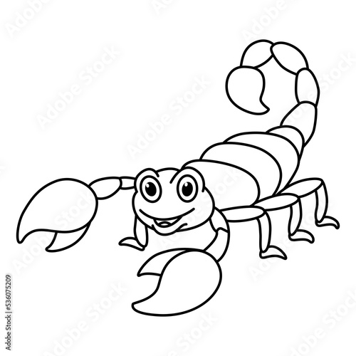 Cute scorpion cartoon characters vector illustration. For kids coloring book.