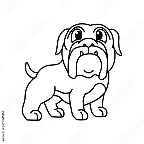 Cute bulldog cartoon characters vector illustration. For kids coloring book. © deny