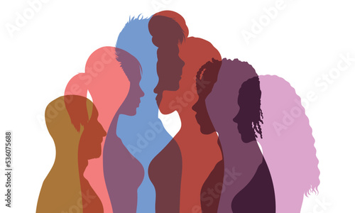Male and female cartoon character different cultures and countries. Crowd of people. A multi-ethnic community integrating multiculturalism. 