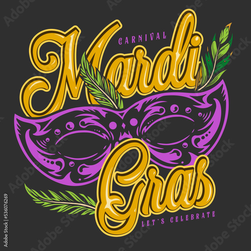 Mardi gras flyer vintage colorful