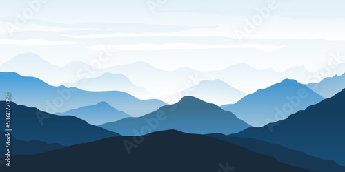 Fototapeta Naklejka Na Ścianę i Meble -  Blue shades of mountains landscape nature background vector art