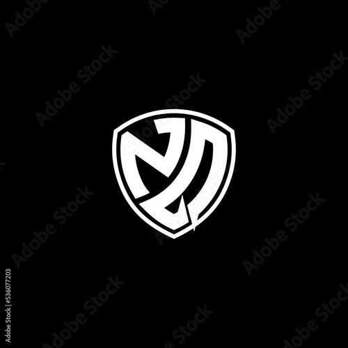 NQ Initial Letter in Modern concept Monogram Shield Logo photo