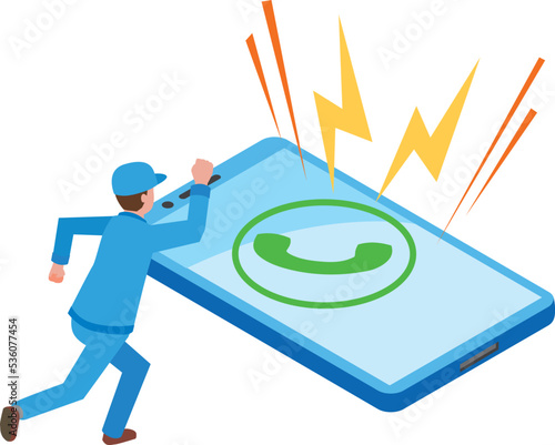 電話連絡にすばやく対応する男性