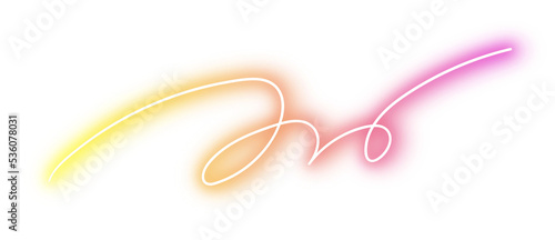 Neon light line curve doodle pink yellow