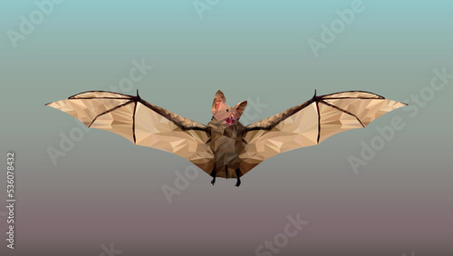  Poly art realistic bat. Vector illustration.