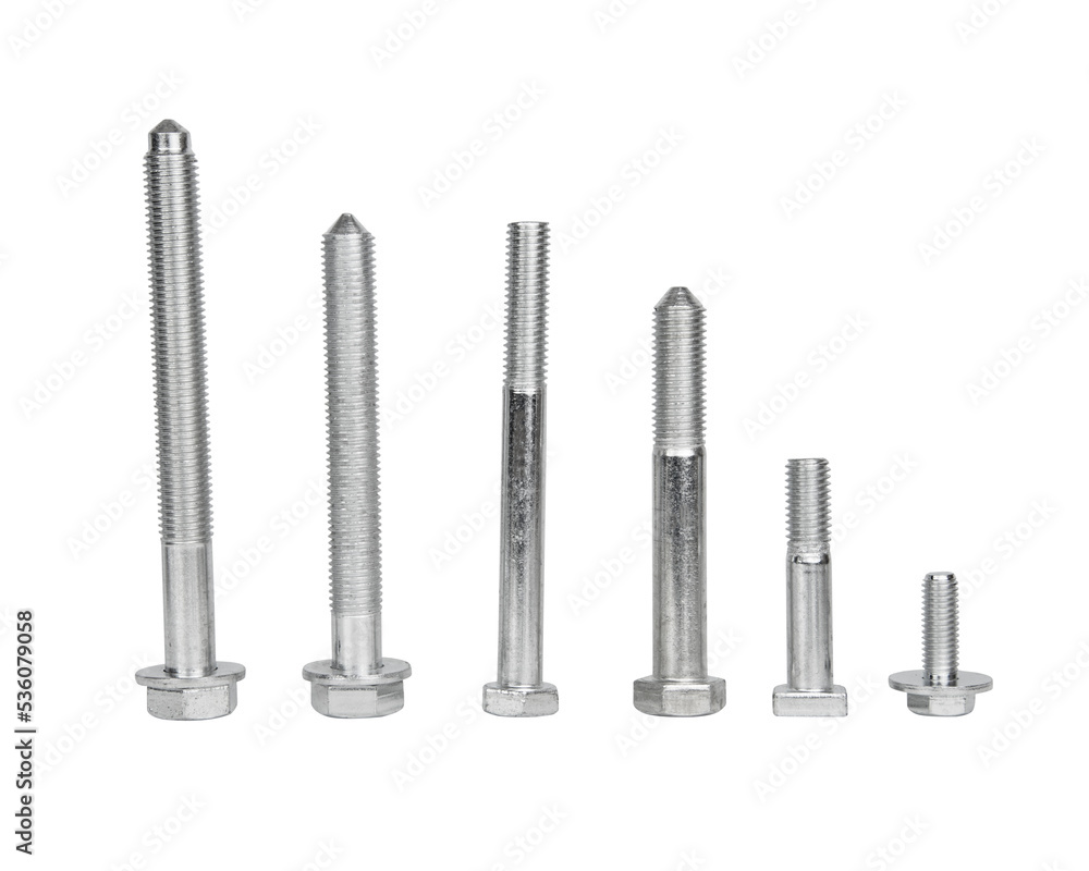 Screw bolt metal industrial isolated iron on the white background Screw bolt metal industrial isolated iron on the white background