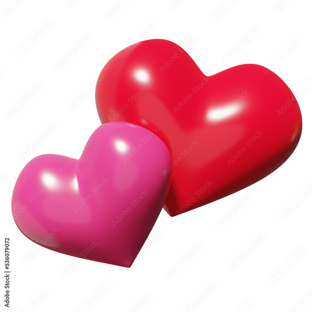 3D of Couple heart, PNG