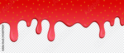 Realistic drops of strawberry jam. Strawberry background jam vector dripping drop splash texture. Drips of strawberry jam. Sweet background. Vector illustration