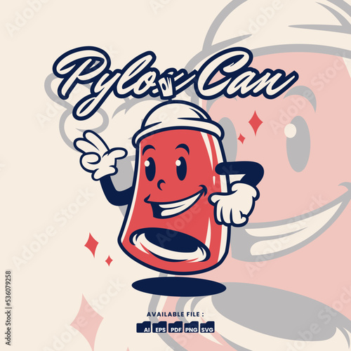 Vintage retro mascot character logo a Spray Can