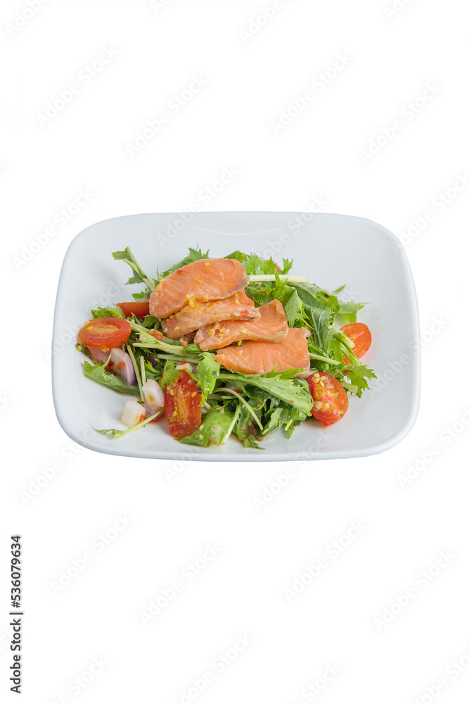 Spicy Salmon Salad on plate Spicy Salmon Salad on plate