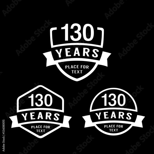130 years anniversary celebration logotype. 130th anniversary logo collection. Set of anniversary design template. Vector illustration. 