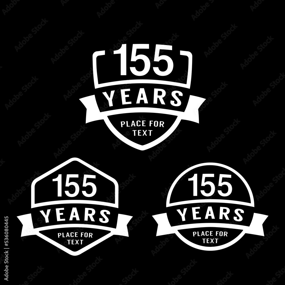 Obraz premium 155 years anniversary celebration logotype. 155th anniversary logo collection. Set of anniversary design template. Vector illustration. 
