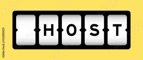 Black color in word host on slot banner with yellow color background