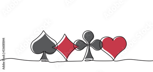 Cartes à jouer et ligne continue