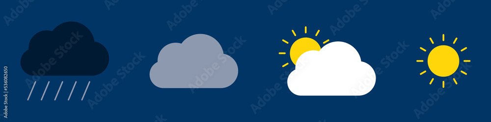Illustration with weather on blue background for design. Sun, cloud, rain. Illustration with weather on blue background for design. Sun, cloud, rain.