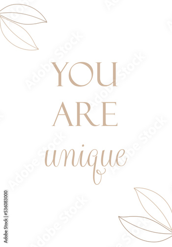 Minimalist poster desig, Karte, you are unique