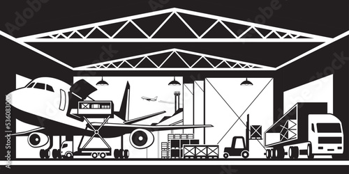 Cargo terminal building at airport - vector illustration