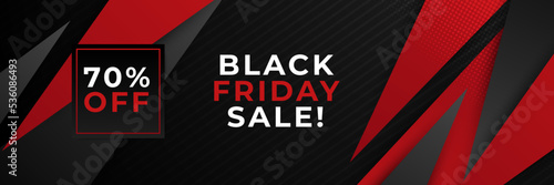 Free Download Black Friday sale design template. Black Friday sale horizontal banner with black red background with place for text. Design template for black Friday sale banner. Vector illustration. - GFXLoad