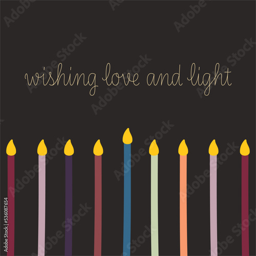 Happy Hanukkah, Jewish Festival of Lights background for greeting card, invitation, banner, Wishing love and light