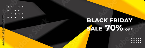 Design template for Black Friday sale banner. Black Friday sale design template. Vector illustration. Black Friday sale yellow banner with text space © SyahCreation