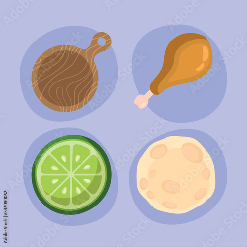 four nutritive food icons
