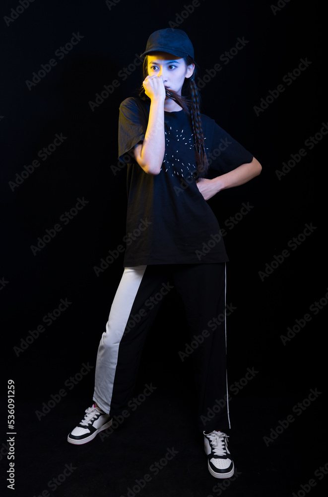 Cold girl against a black background Cold girl against a black background