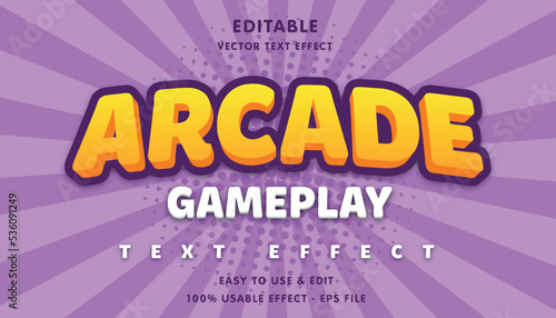 arcade gameplay editable text effect with modern and simple style, usable for logo or campaign title